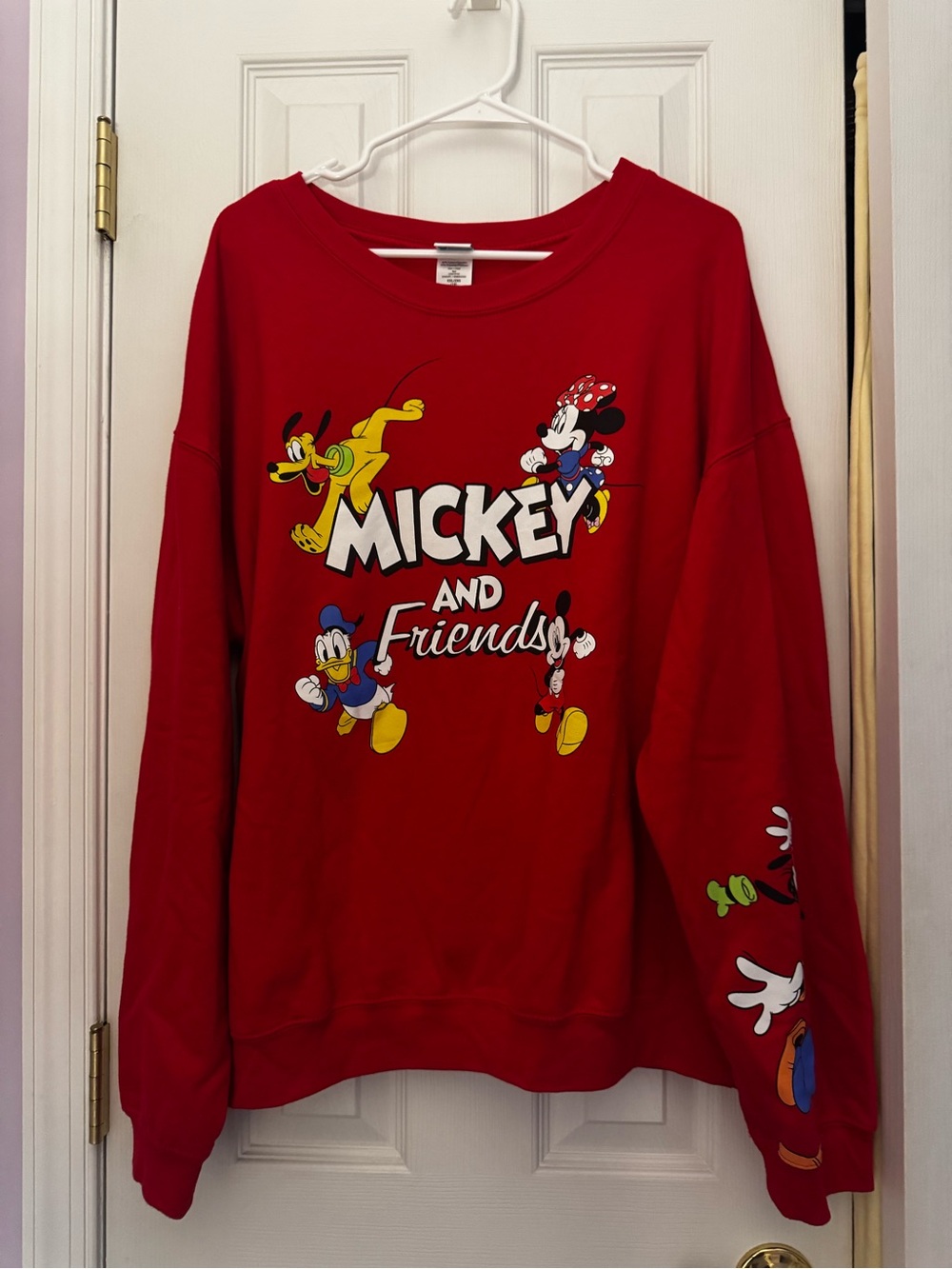 Mickey and Friends Red Graphic Crewneck Sweatshirt